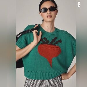 Anthropologie x Maeve Green Turnip Knit Sweater
